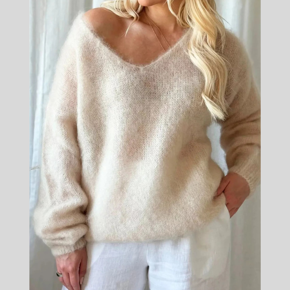 V-Neck Dropped Shoulder Sweater