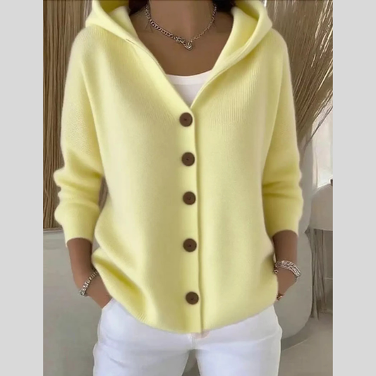 Full Size Hooded Button-Front Soft Knit Cardigan Plus Size