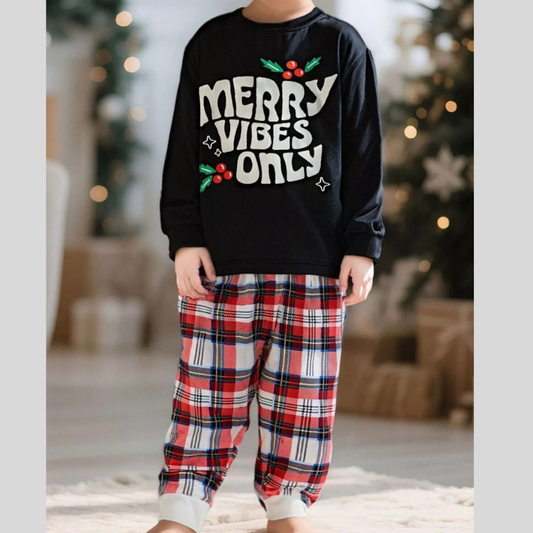 Children's Merry Vibes Only Christmas Pajama Set