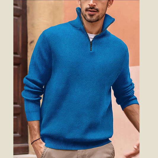 Men's Plus Size Quarter-Zip Long Sleeve Pullover Top