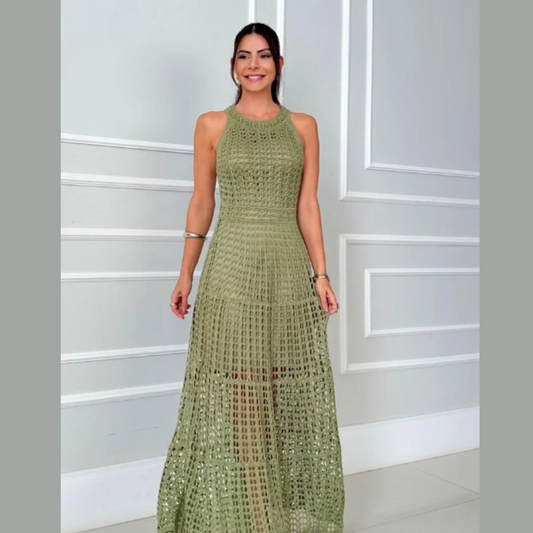 Hollowed-Out Sleeveless Maxi Dress