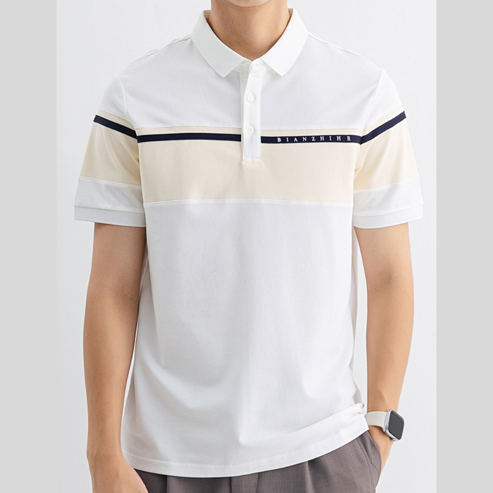 Men's Plus Size Color Block Polo Shirt