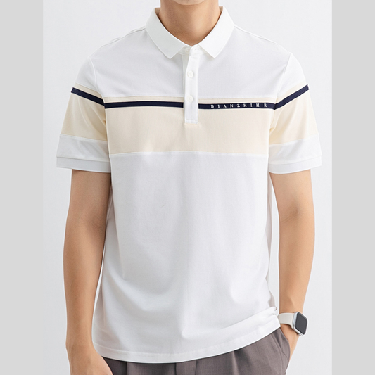 Men's Plus Size Color Block Polo Shirt