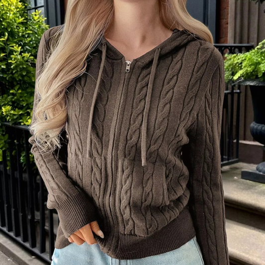Cozy Cable-Knit Zip-Up Cardigan