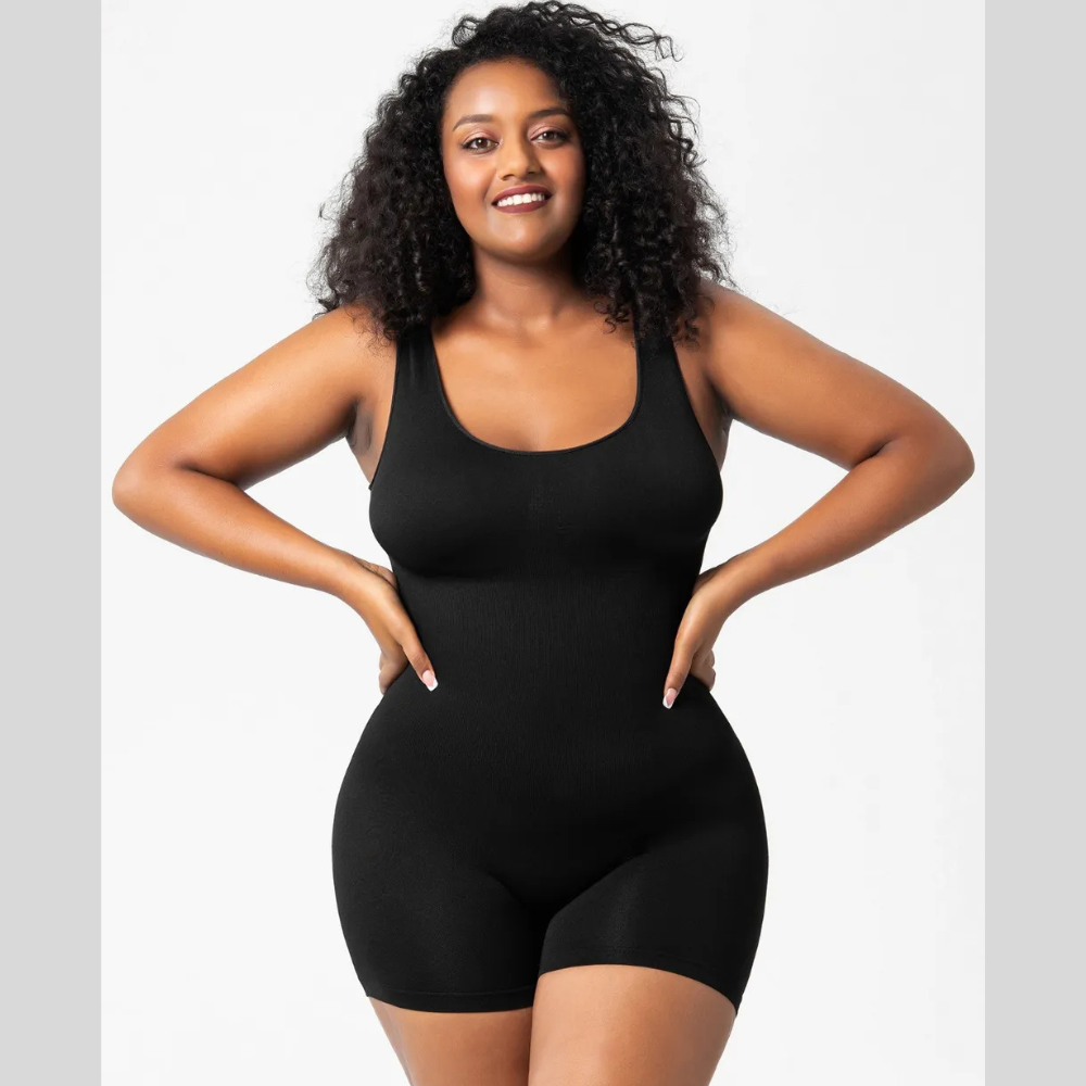 Scoop Neck Wide Strap Shaping Romper