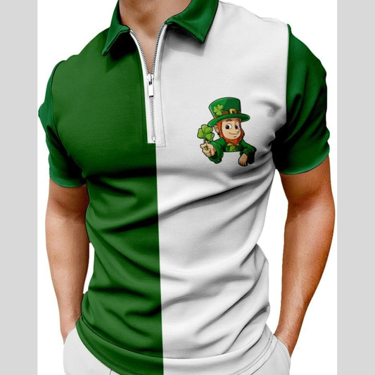 Men's Full Size Color Block Short Sleeve Polo Plus Size