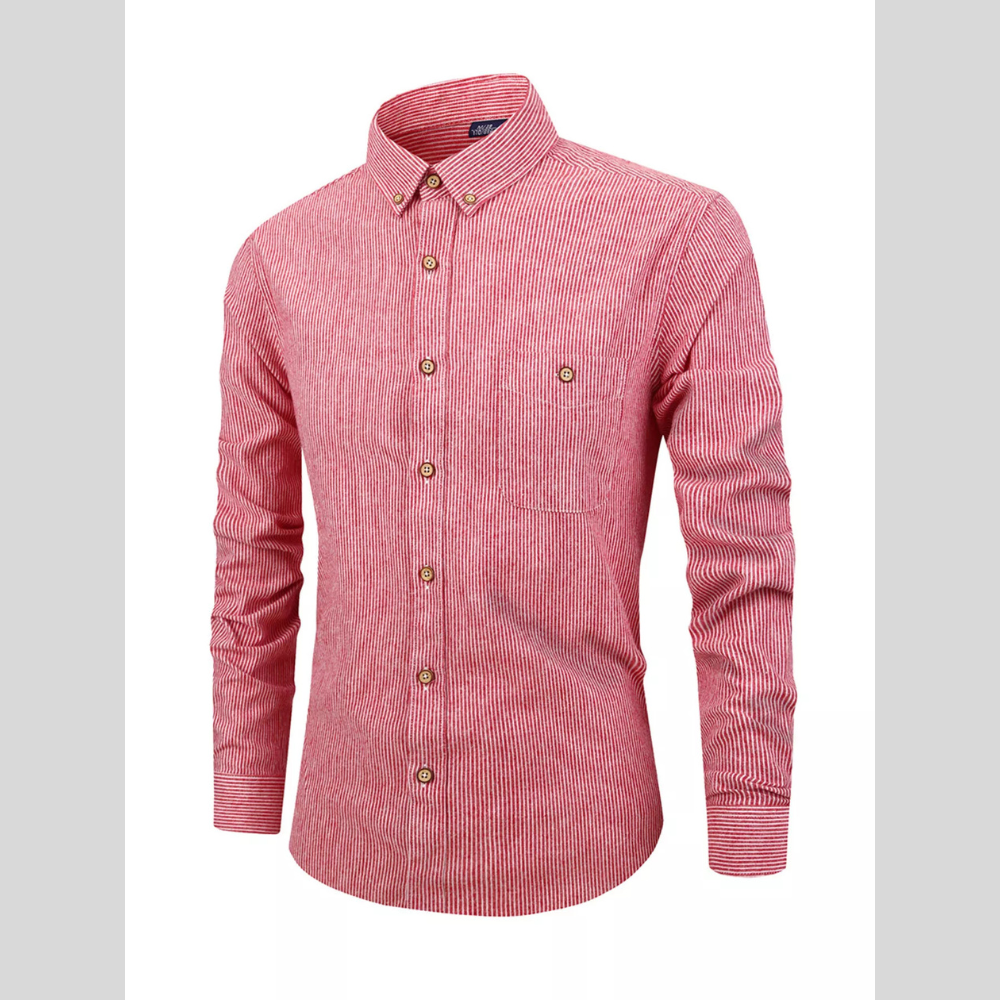 Men's Full Size Striped Casual Button-Down Shirt Plus Size