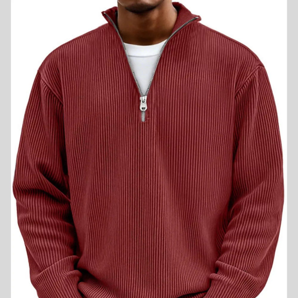 Men's Full Size Corduroy Quarter Zip Pullover Sweatshirt Plus Size