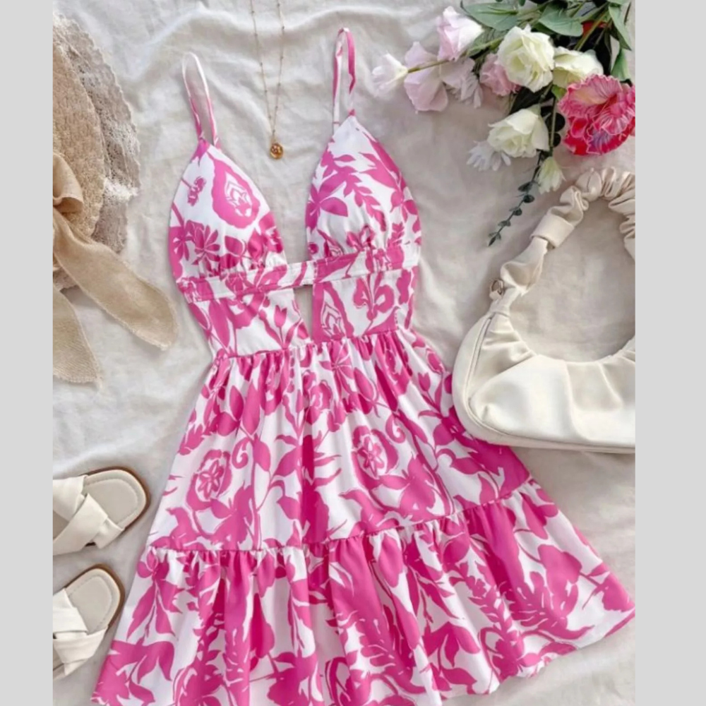 Floral Print Cutout Mini Dress