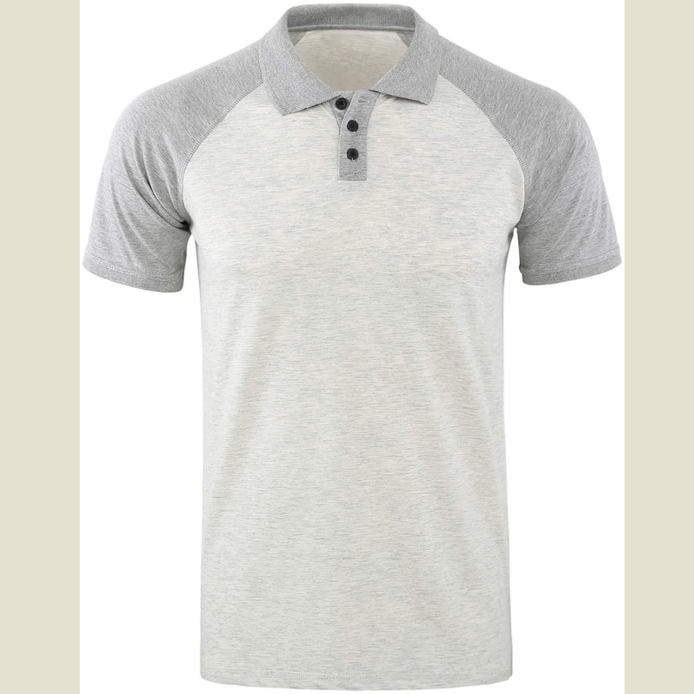 Men's Casual Raglan Sleeve Two-Tone Polo Shirt