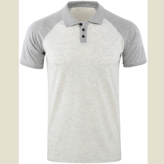 Men's Casual Raglan Sleeve Two-Tone Polo Shirt