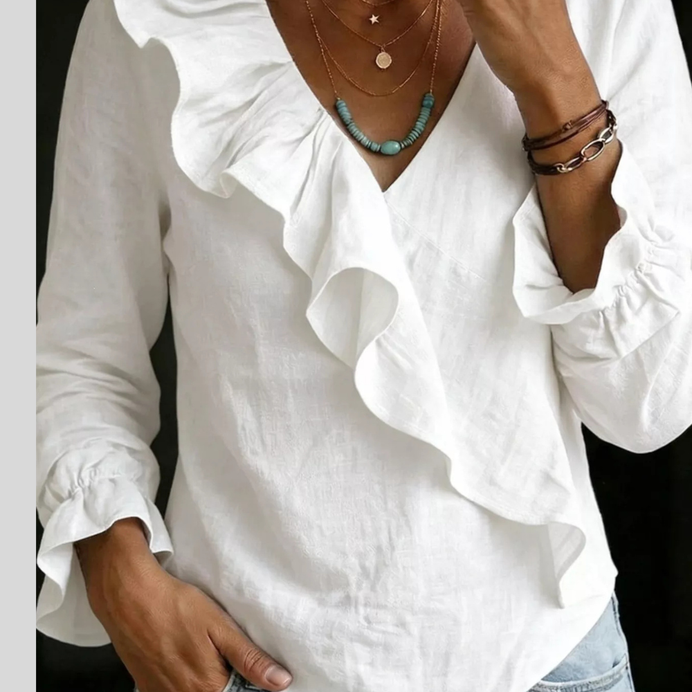 Full Size Ruffled Long Sleeve Blouse Plus Size