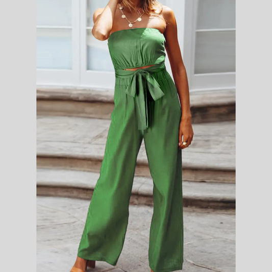 Tied Cutout Tube Wide Leg Jumpsuit