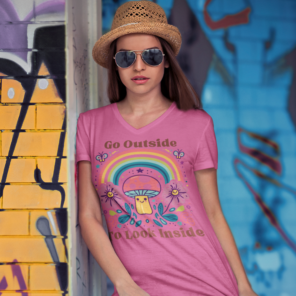 Ladies' V-Neck T-Shirt - Personalize With Positive Quotes