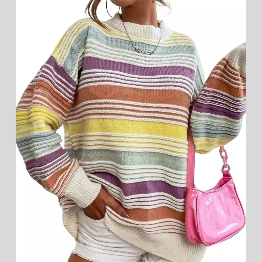 Striped Knit Long Sleeve Sweater