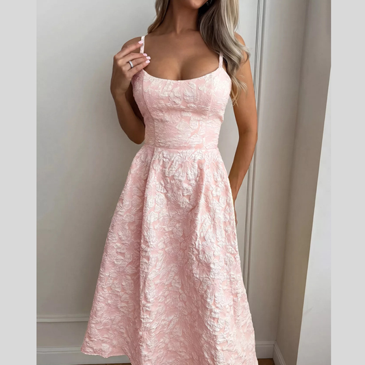 Textured A-Line Midi Dress