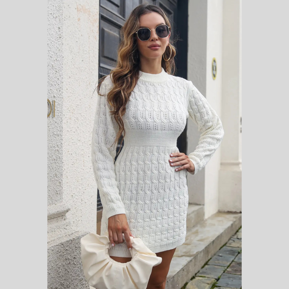 Cable-Knit Openwork Sweater Dress