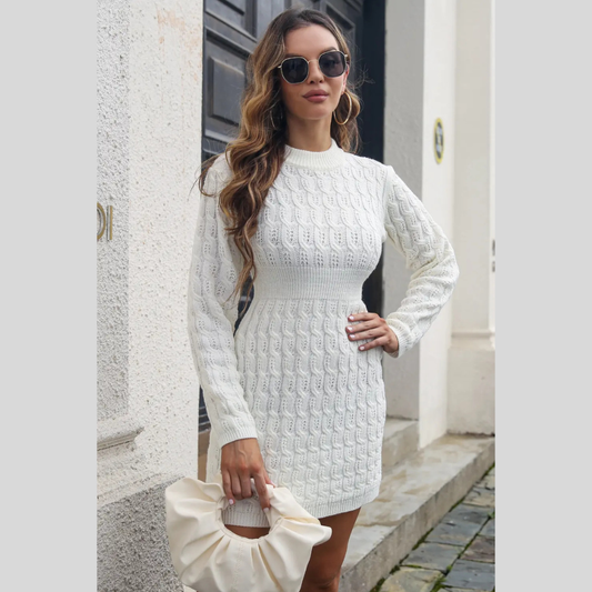Cable-Knit Openwork Sweater Dress
