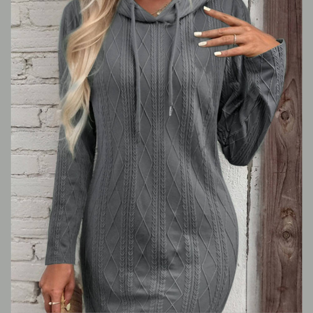 Drawstring Hooded Sweater Dress