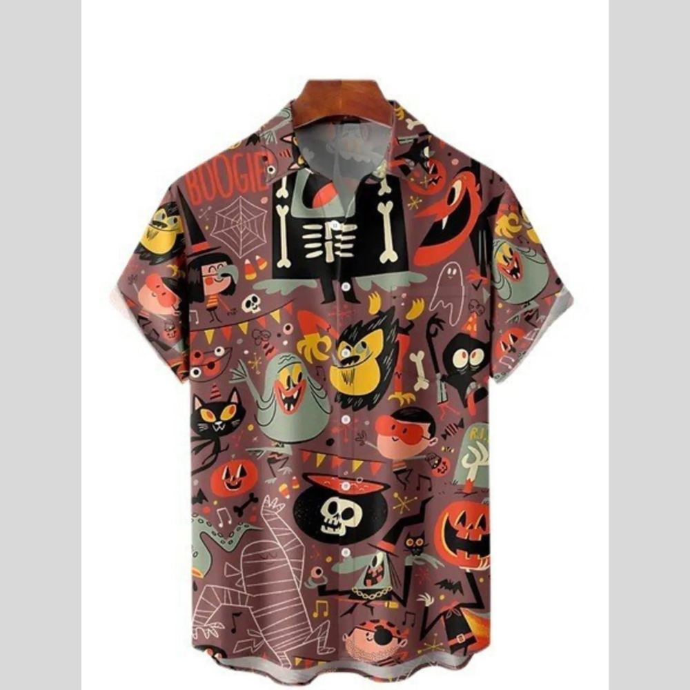 Men's Full Size Printed Button Up Shirt Plus Size
