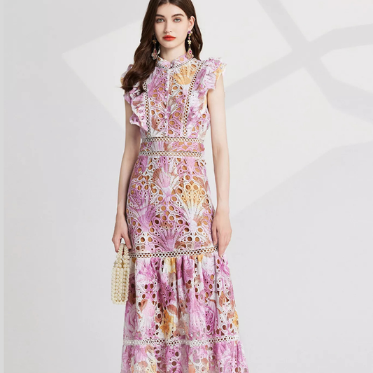Floral Lace Detail Maxi Dress