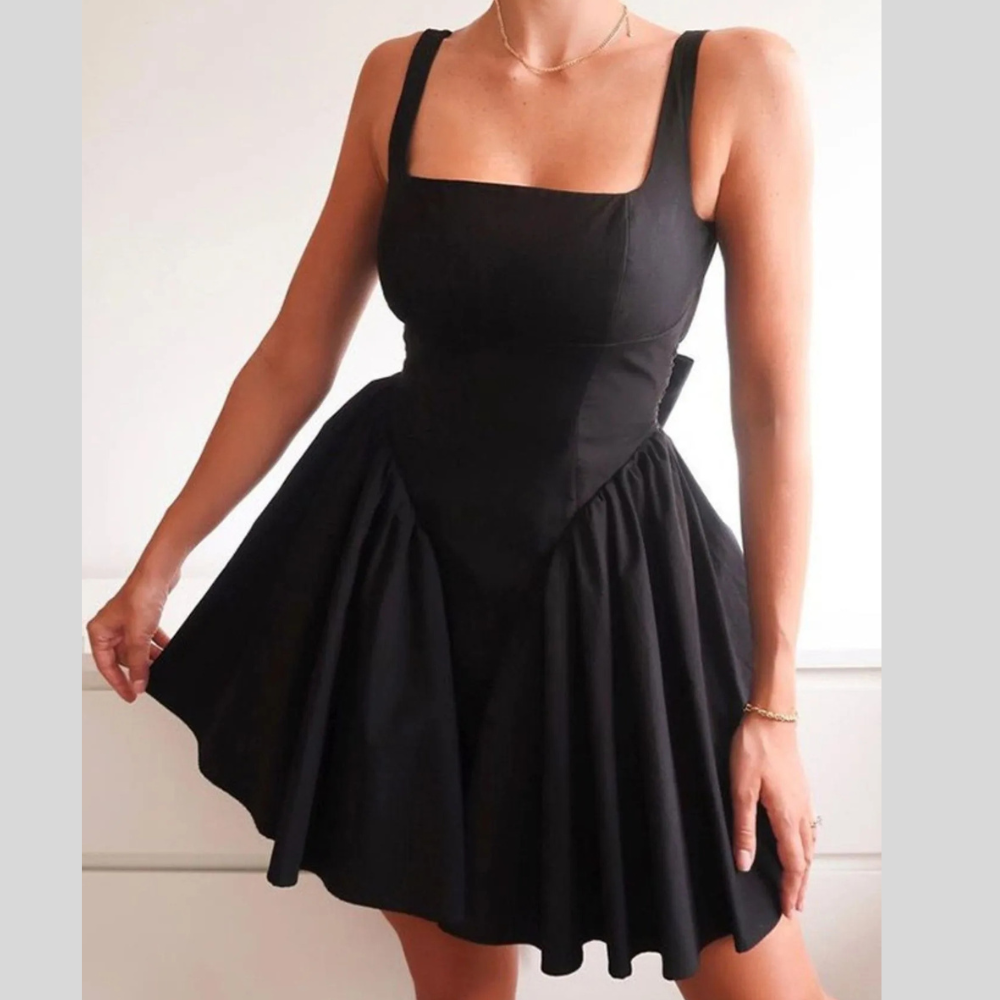 Backless Square Neck Mini Dress