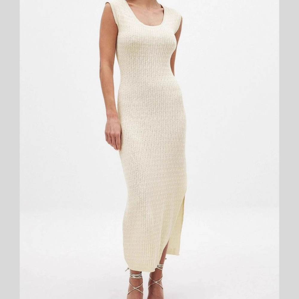Side Slit Sleeveless Midi Knit Dress