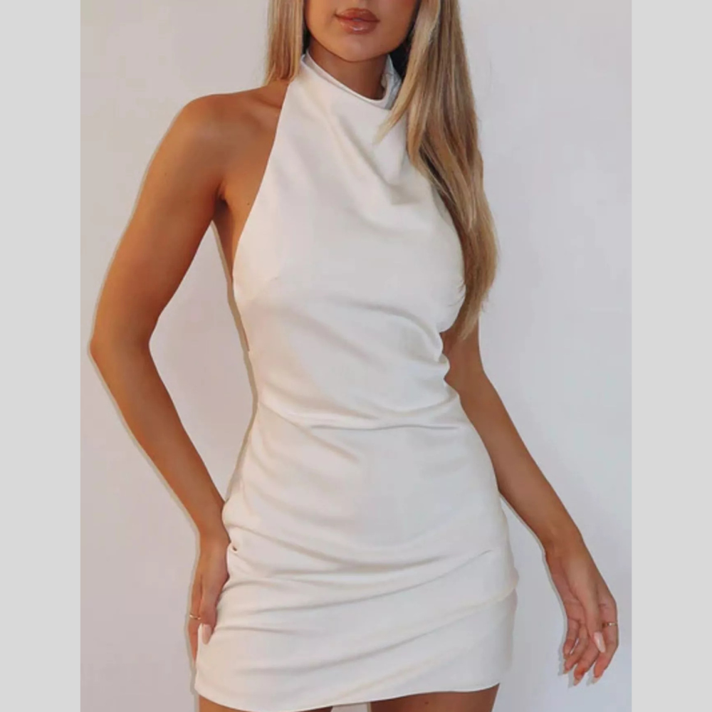 Halter Neck Sleeveless Mini Backless Dress