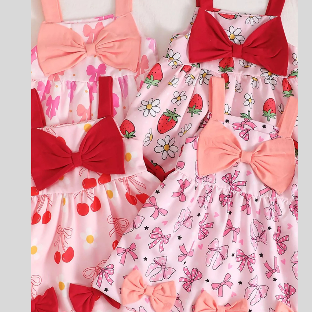 Children's Bow Front Printed Dress