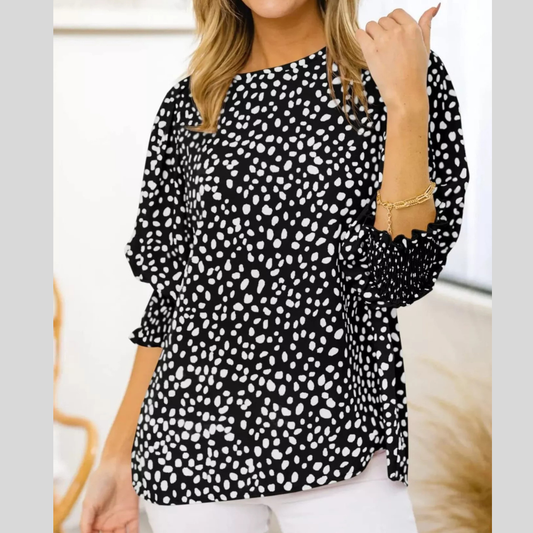Animal Print Half Sleeve Blouse