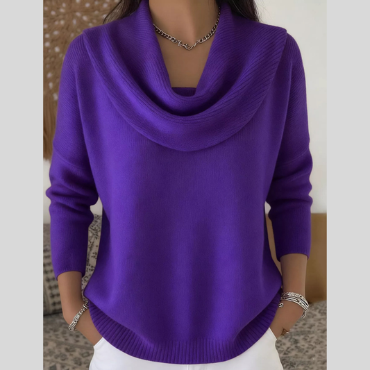 Drape Neck Long Sleeve Knit Top