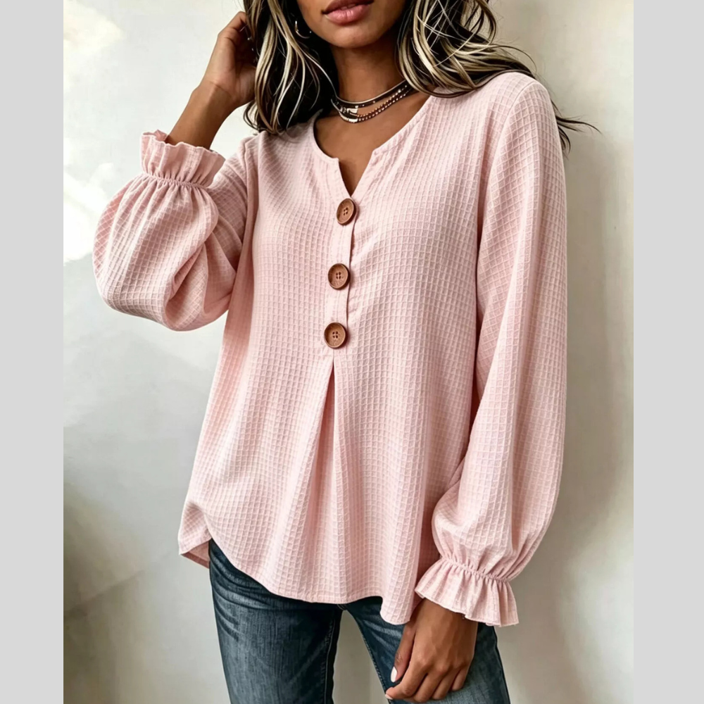 Waffle Knit Long Sleeve Top