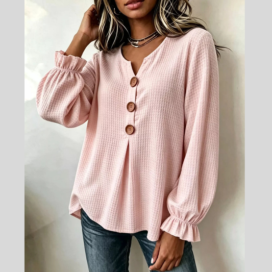 Waffle Knit Long Sleeve Top