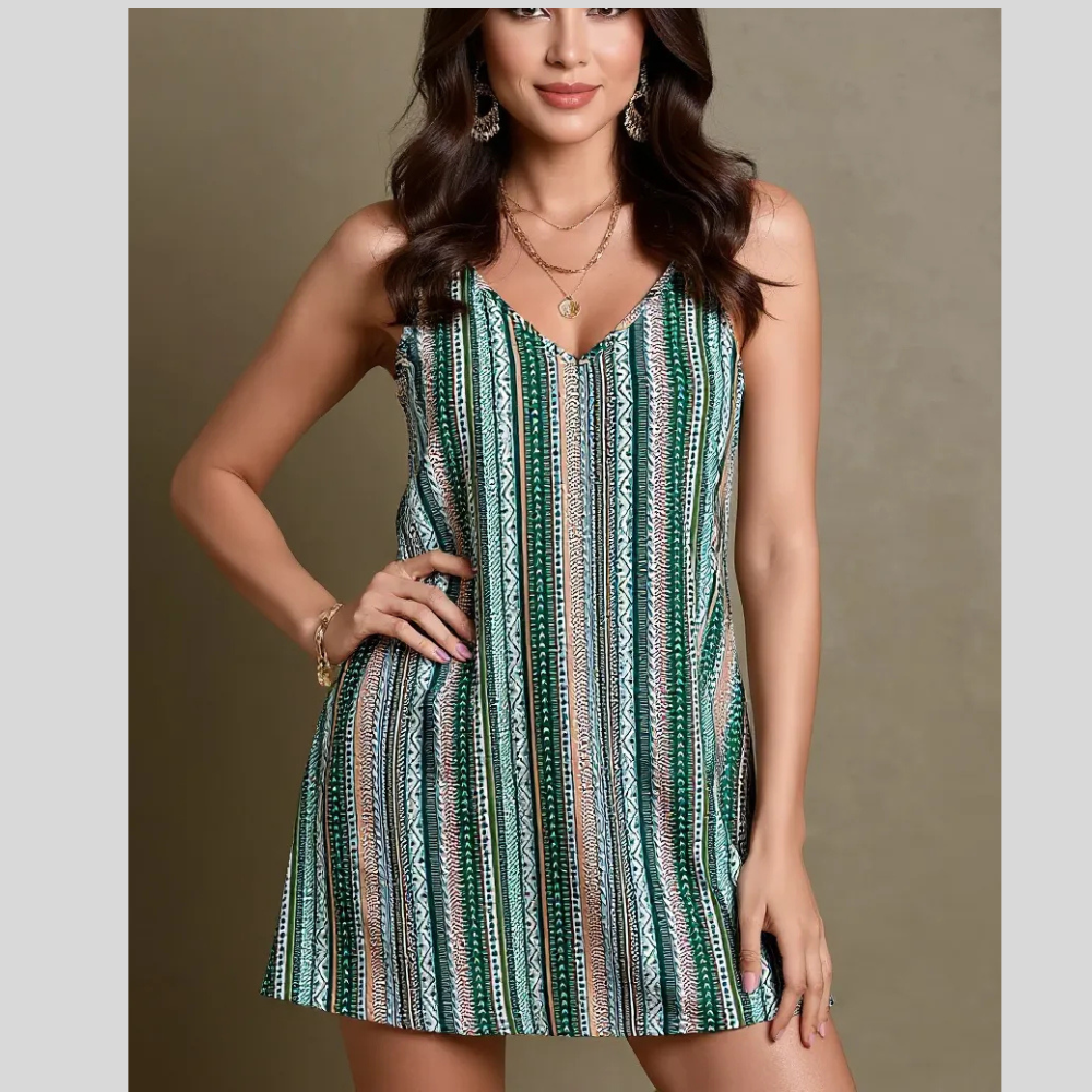 Striped V-Neck Cami Dress
