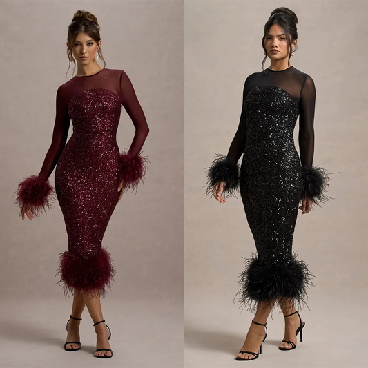 Women's Party Dress Long Sleeve Sequin