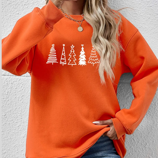 Christmas Tree Graphic Drop Shoulder Sweatshirt