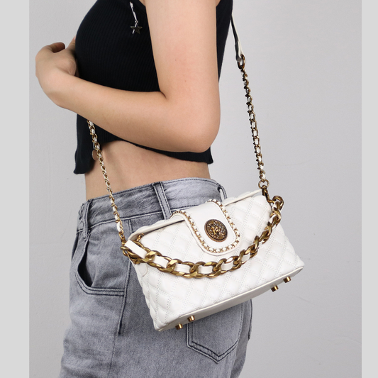 Stylish Solid-color High-end Diamond-quilted Crossbody Bag
