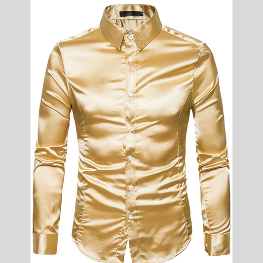 Men's Satin Long Sleeve Shirt