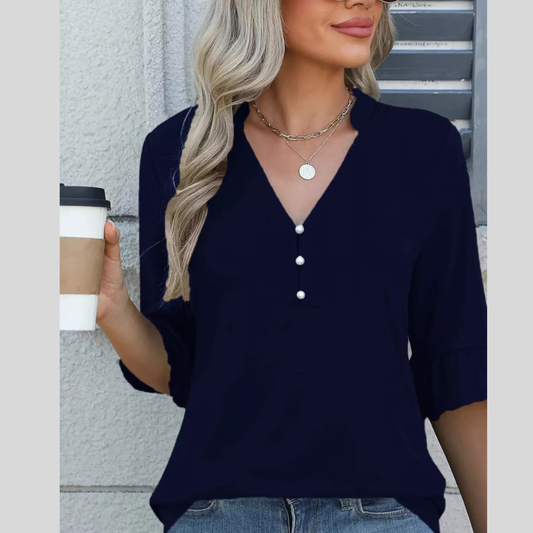 Full Size Notched Flounce Sleeve Blouse Plus Size