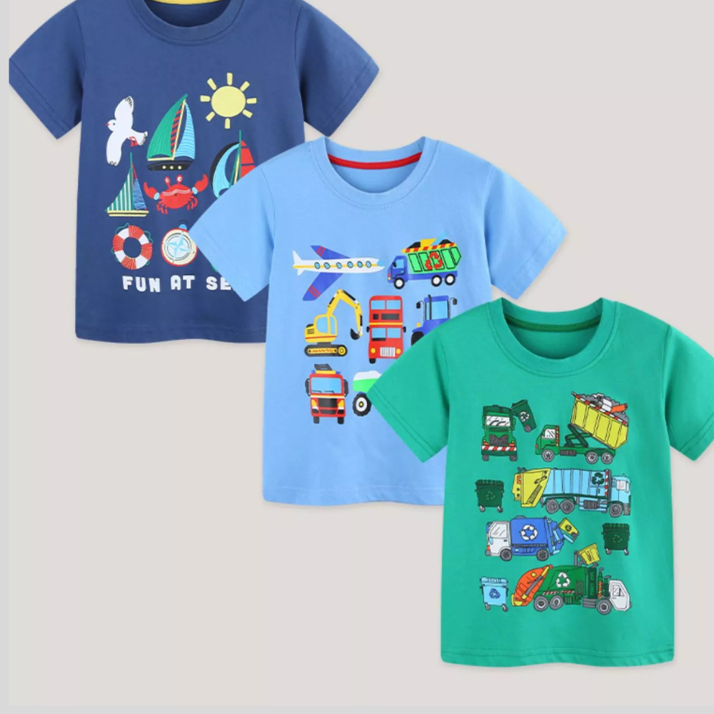 Children's Vehicle Graphic Short Sleeve T-Shirt