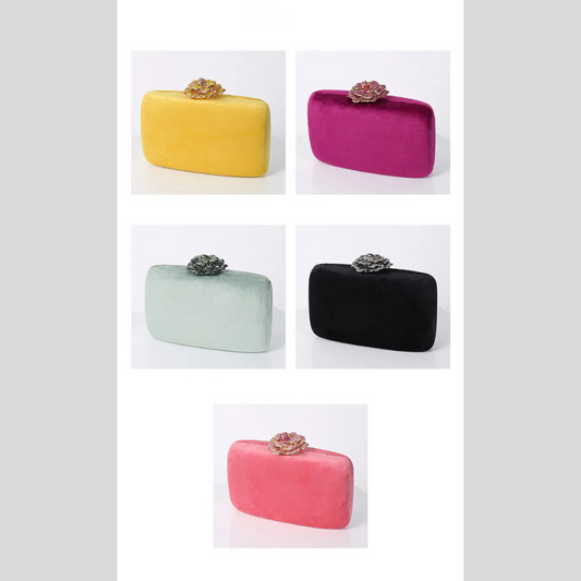 New Diamond Decoration Evening Bag PU Flannel Clutch Bag Chain Satchel Banquet Dress Bag Party Evening Gift Bag Evening Bag