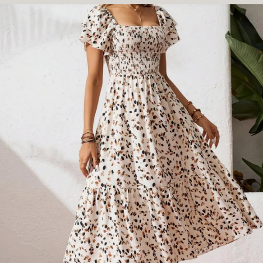 Summer Print Halter Ruffle Dress For Women