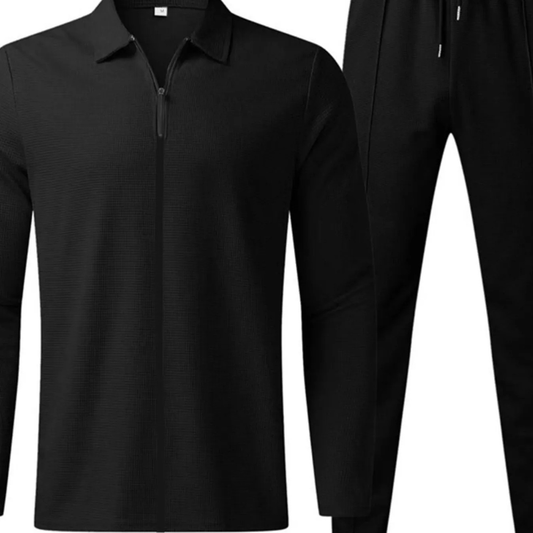 Men's Full Size Zip Up Top and Pants Set Plus Size