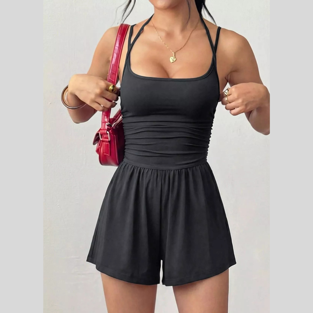 Casual Ruched Spaghetti Strap Romper
