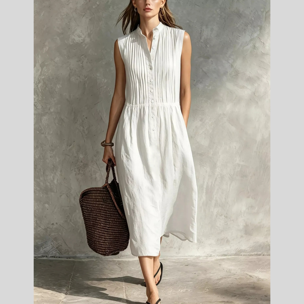 Full Size Sleeveless Button Front Midi Dress Plus Size