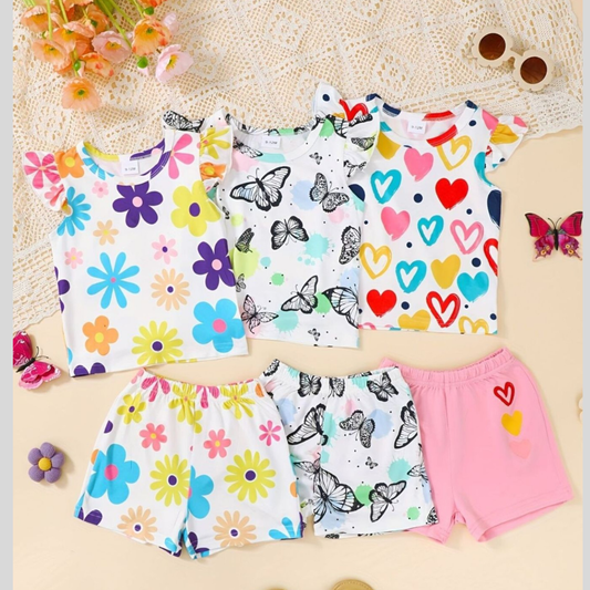 Children's 6 Piece Printed Tee and Shorts Set