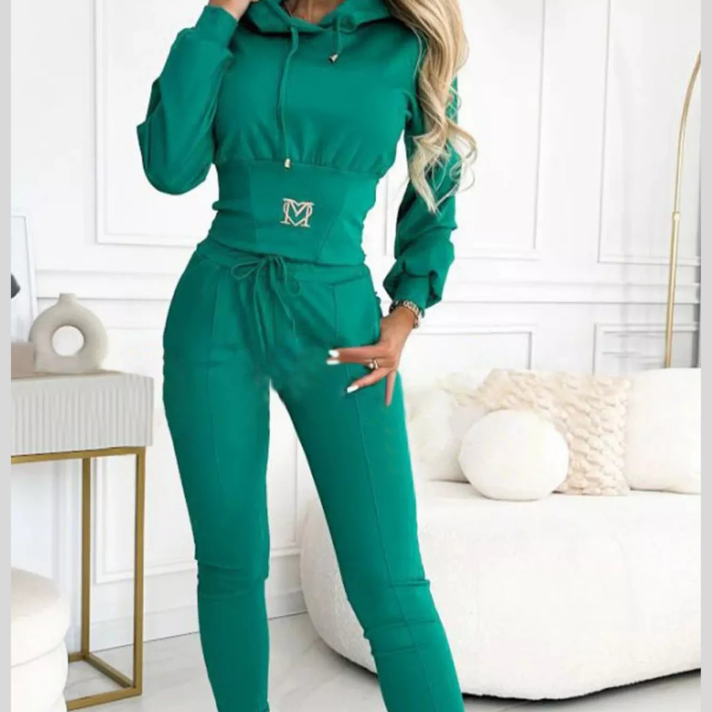 Full Size Drawstring Cropped Hoodie and Pants Set Plus Size