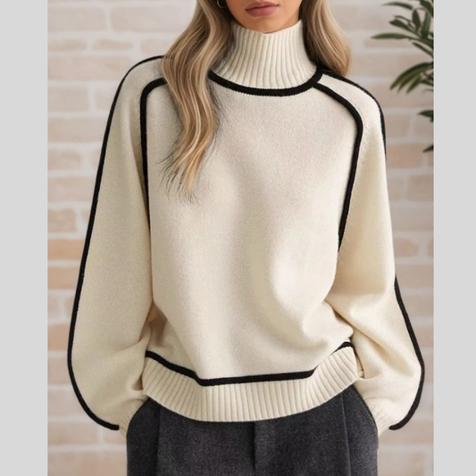 Trim Detail Turtleneck Pullover