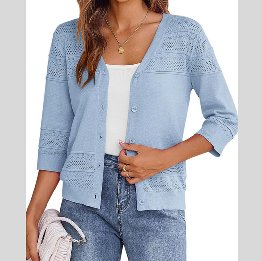 Button Up 3/4 Sleeve Cardigan