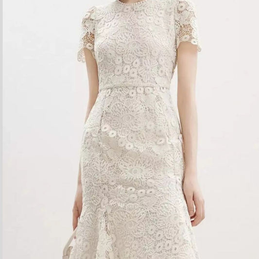 Lace Short Sleeve Mermaid Dress
